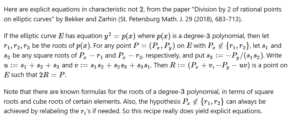 Elliptic Curve Divide by 2